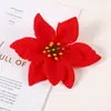 Simulação de cinco cantos Flores de Natal decorações casa DIY acessórios decorativos plástico material flanela Flores decorativas de Natal