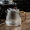 Tetera de vidrio borosilicato de alta calidad para separación de agua y té, tetera de vidrio a rayas estilo japonés, tetera de flores
