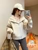 Chaqueta Corta de Principios de Otoño para Mujer 2026 Nueva Sudadera con Capucha de Otoño para Figuras Pequeñas Estilo Coreano Top Azul de Cintura Alta Cárdigan