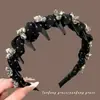 Diadema de lunares con pedrería estilo coreano con dientes para un agarre antideslizante, un accesorio para el cabello de alta gama y versátil que realza tu apariencia y hace que tu rostro se vea más pequeño.
