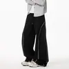 Pantalones Deportivos Casuales de Raya Americana Hombres Mujeres Tendencia Primavera Marca Holgados Caídos Pantalones de Chándal Cimitarra High Street PUNK Pantalones de Pierna Ancha