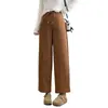Especial 100kg Novo Início de Outono Calça Reta Simples com Cordão Cintura Elástica para Meninas Plus Size, Calça Caprichada de Nove Pontos 0926