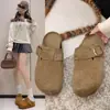 Chinelos Femininos para Exterior Estilo Birkenstock 2026 Verão Novo Retro Slip-On Fáceis de Usar Sapatos Meio Chinelo