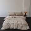Estilo Cepillado Otoño e Invierno ~ Juego de Cuatro Piezas de Funda de Edredón de Algodón a Rayas, Lujo Accesible y Dormitorio Principal de Gama Alta, Ropa de Cama Elegante Estilo Antiguo