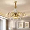Lustre todo em cobre estilo europeu, luz principal para sala de estar, luz de jantar duplex de luxo americano, luz para quarto, luz para escritório, atacado