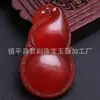 Pingente de Ágata Vermelha Tipo Gelo Guanyin Buda, Fivela da Paz de Jaspe Vermelho, Pixiu, Pingente de Jade Ruyi, Atacado para Fontes de Transmissão ao Vivo