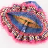 Gorro de Pescador de Punto con Gradiente Retro Pintura al Óleo Colorido para Mujer Otoño e Invierno Gorro Cubeta Cálido Gorro de Lana Dopamina de Color Contrastante