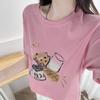 100kg Tamanho Grande Verão Novo Estilo Casual Estampada Manga Curta Menina Gorda Versátil Gola Redonda Camiseta Top para Mulheres 7647