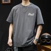 Camiseta Estampada de Marca Tendência Manga Curta Masculina Verão 2024 Nova Chegada Meia-manga Tamanho Grande Gola Redonda Resistente Camiseta 100% Algodão Masculina