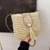 Bolsa de Paja Tejida Versátil de Moda Nueva 2026 para Mujer con Borlas, Bolso Cruzado de Hombro Tejido, Bolso de Playa
