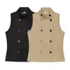 Comercio exterior transfronterizo al por mayor Ropa de mujer europea y americana, nueva moda en AliExpress, chaleco de dos tonos de cuello alto de doble botonadura casual y elegante