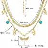 Moda Europea y Americana Chapado en Oro de 18 Quilates Oro Genuino Venta Caliente Transfronteriza Turquesa Ojo Maligno Acero Inoxidable Collar para Mujeres, Lujo Ligero
