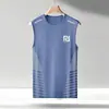 Chaleco Transpirable de Manga Corta de Seda Helada de Marca de Moda para Hombre, Camiseta Delgada Holgada de Talla Grande para Hombre de Verano