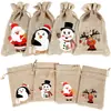 Nueva bolsa de regalo de lino navideño bolsa con cordón fabricantes en stock bolsa de regalo de Navidad bolsa de regalo de dulces