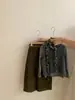 Camada Base Manga Longa Estilo Coreano para Meninas Colete Simples Outono Novo Roupa Infantil Doce Versátil Calça Casual Conjunto de Três Peças