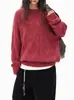 Otoño e Invierno Nuevo Estilo Cuello Redondo Holgado Cubre Grasa Estilo Perezoso Suéter de Punto Trenzado Top Retro Capa Interior Capa Base Mujer