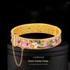 Pulseira Shagin Ancient Method Esmalte Orquídea Vintage Court Filigree Inlay Abertura Snap Pulseira Feminina Banhada A Ouro