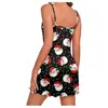 Camisola de Noche Estampada Transfronteriza Europea y Americana para Mujer, Vestido Corto Camisola Sexy sin Espalda para Mujer, Vestido Casual Cómodo para Casa