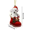Calcetines de Navidad Transfronterizos Colgante de Árbol de Navidad de Perro Decoración Navideña Acrílica 2D Decoración Colgante para Puerta de Coche Ventana Nuevo 2024