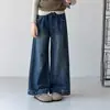 Calça jeans de outono, novo estilo, para meninas mais velhas, roupas infantis, jeans de corte largo para meninas, estiloso e versátil
