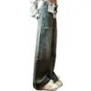 Jeans de Pierna Ancha de Color Retro para Mujer, Nuevo Estilo Primavera/Verano, Adecuados para Cuerpo Tipo Pera, Tallas Grandes, Corte Holgado, Adelgazantes, Pantalones Rectos con Caída