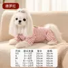 Roupas de Cachorro Listradas de Desenho Animado para Outono e Inverno, Macacão Térmico de Quatro Patas, Macacão para Gatos, Roupa de Casa para Pets, Roupa que Cobre a Barriga