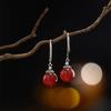Pendientes de ágata roja de 12 mm con borlas para mujer, nuevos pendientes de estilo chino, pendientes rojos, exquisitos cheongsam
