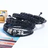 Venta Directa del Fabricante Punk Pulsera de Cuero Retro con Calavera para Hombre Joyería de Moda Hecha a Mano DIY