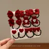 Presilha de Cabelo Infantil Orelha de Coelho Laço de Pérola 2025 Grampo de Cabelo de Veludo para Meninas Acessório de Cabeça de Ano Novo para Menina Tiara de Ano Novo