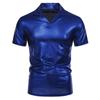 Verano 2025 nuevo diseño de bronceado de moda europea para hombre cuello solapa manga corta camiseta Amazon camiseta de manga corta brillante