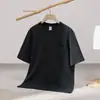 Camiseta de algodón peinado de manga corta con cuello redondo, marca de moda estilo americano, 230g, camiseta básica de color liso simple y versátil, top casual holgado