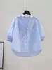 Camisa casual de manga corta para mujer, estilo fresco y artístico, nuevo modelo de verano 2026, se puede usar como capa exterior, top versátil y elegante