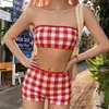 2026 Conjunto Sexy Cuadros Transfronterizo Hottie Cuadros Traje de Baño Tipo Tubo Bikini de Dos Piezas Traje de Baño para Vacaciones en la Costa