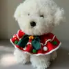 1 pieza-Bandana Navideña para Mascota, Festiva Roja y Verde con Cascabel y Moño, Collar de Tela Suave para Perros y Gatos