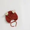 Chapéu de Bebê Chenjing Outono e Inverno Novo Chapéu Fofo de Orelhas Tricotado à Mão à Prova de Vento e Quente Chapéu Pulôver para Bebê Masculino e Feminino