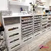 Gabinete de Almacenamiento para Esmaltes de Uñas y Geles, Gabinete de Exhibición de Productos para Salón de Pestañas y Uñas con Mostrador Integrado tipo Cajón