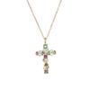 Collar con colgante de cruz de circonitas transfronterizas para mujer, elegante collar de cadena de clavícula de circonitas de color europeo y americano.
