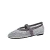 Sapatos de Rede de Ballet Macios com Strass Completo para Mulheres, Sandálias Mary Jane Respiráveis que Aumentam a Altura, Venda Quente de Verão para Mulheres