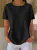 2026 Nova Camiseta de Manga Curta Waffle Estilo Europeu e Americano para Mulheres, Gola Redonda, Top Casual Soltinho de Cor Sólida, Estilo Tendência de Verão