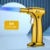 Tiktok Amazon Personalizado Criativo Metal Fluxo Direto Tripla Chama Azul Maçarico Isqueiro À Prova de Vento Charuto Churrasco Externo