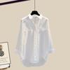 Conjunto de Verão Feminino Plus Size Moda Feminina 2022 Novo Tops que Reduzem a Idade Saia que Cobre a Cintura Conjunto de Três Peças