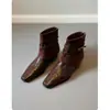Primer Encuentro Ji Botines Cuadrados Retro para Mujer Otoño Invierno Nuevo Estilo Botas Martin de Temperamento Botas para Pantalones de Altura Oculta Botas Adelgazantes