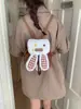 Mochila de Conejo para Niña Estilo Nuevo 2026 Bloques de Color Otoño e Invierno Bolso Cruzado Peludo Lindo Mochila de Peluche con Orejas Grandes