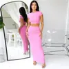 Traje casual, estilo europeo y americano, cintura alta, falda midi ajustada, colección primavera/verano, ropa de mujer transfronteriza, camiseta corta, estilo cropped