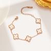 Pulseira Trevo de Quatro Folhas Novo Estilo Celebridade da Internet Feminina Estilo Coreano Simples ins Cinco Flores Madrepérola Boa Sorte Trevo de Quatro Folhas Aço Titânio Corrente de Pulseira