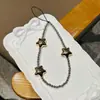 Corrente para Celular Estrela de Cinco Pontas Dopamina Prateada Tendência Corrente para Câmera CCD Cordão para Celular Capa Universal para Celular