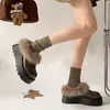 Zapatillas Mula de Plataforma Gruesa con Punta Redonda, Versátiles y de Moda para Mujer, Moda Otoño e Invierno, Versátiles para Viajar, Zapatos de Nieve Cálidos