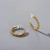Novos Brincos Banhados a Cobre com Ouro 18K Real Incrustado e Microcravejados com Zircônia, Brincos com Pino de Prata S925, Brincos Personalizados Estilo Hip-Hop Doce e Cool