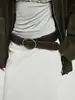 Cinto Largo Vintage com Tachas em Y Design de Nicho 2K Mais Vendido Estilo Americano Personalidade Cruzamento de Fronteiras Cinto de Cintura para Mulheres Cinto de Couro Irregular
