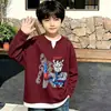 Suéter Básico Waffle Knit Estilo Coreano Primavera e Outono Falso Duas Peças para Crianças Médias e Grandes Bebê Casual Versátil